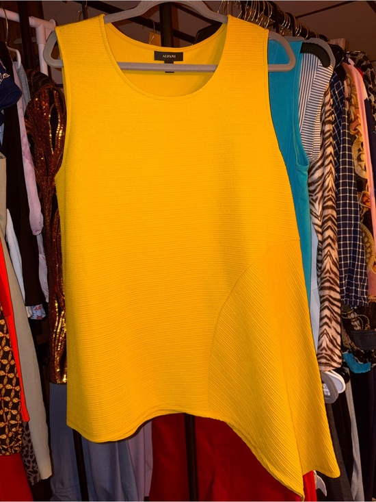 Alfani Tops - Alfani Bright Yellow Sleeveless Asymmetric Ribbed Knit Top